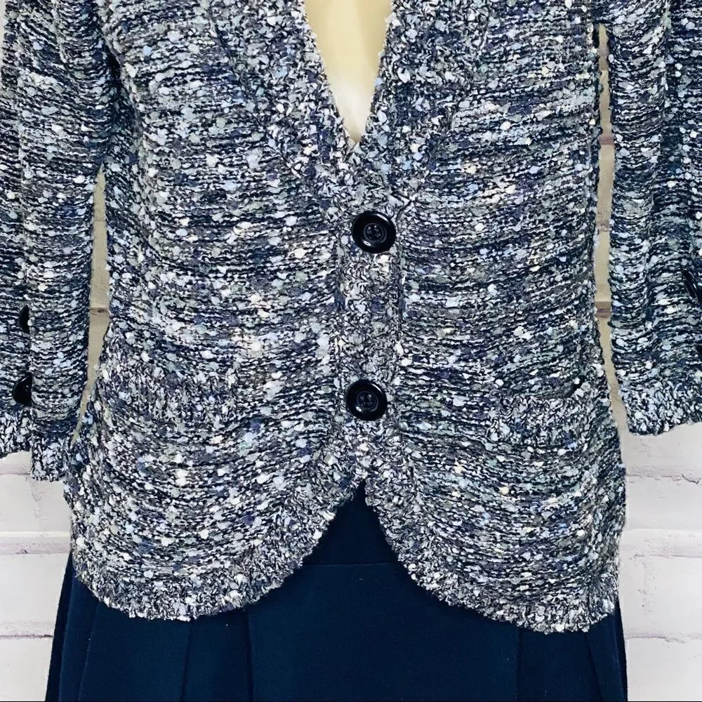 Eci Metallic Thread Collar 2-button Cardigan- M - Picture 4 of 8